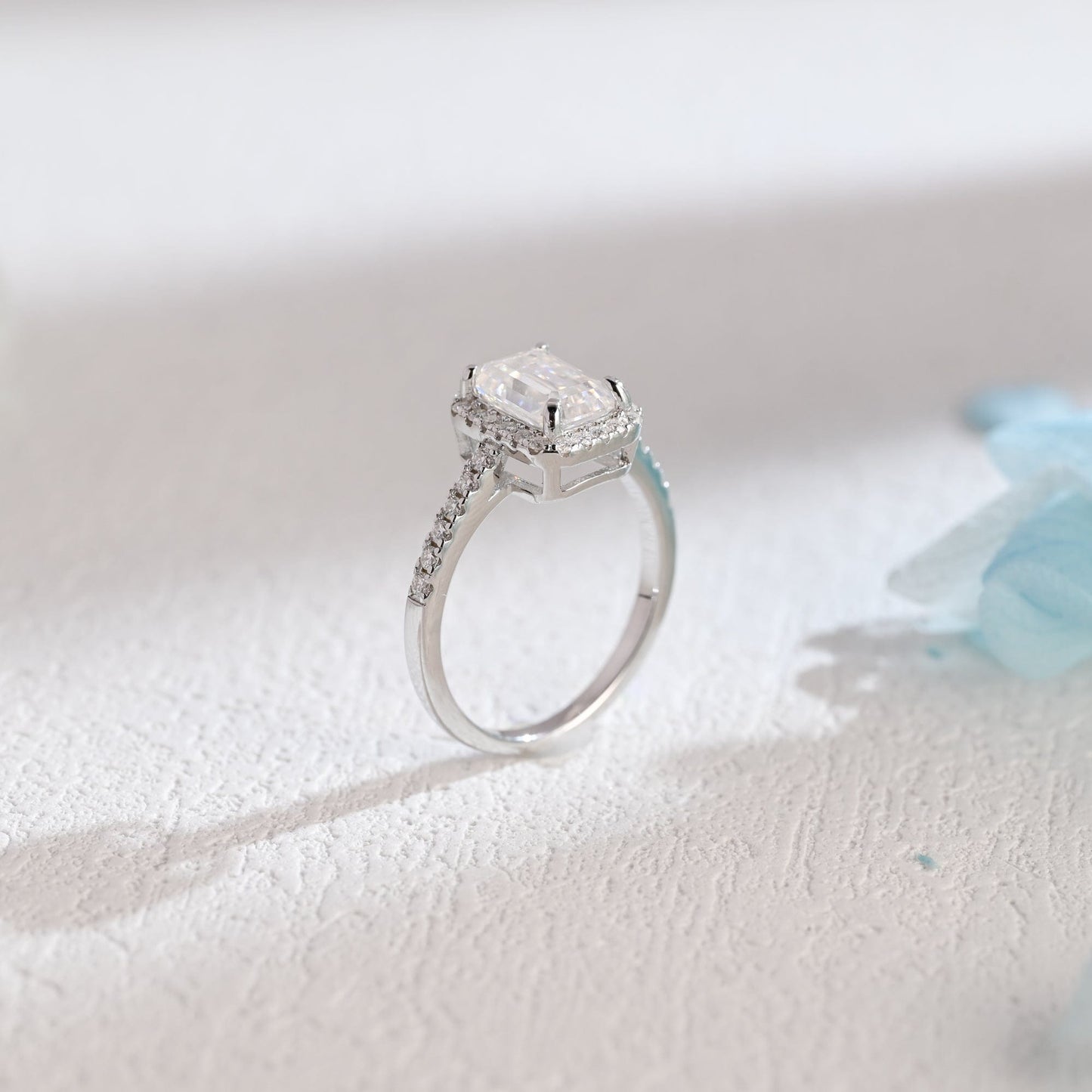 CausYou emerald cut moissanite engagement ring Solid Gold Emerald Cut Moissanite Engagement Ring, Promise Ring, Proposal Ring, Gift for Woman, Wife