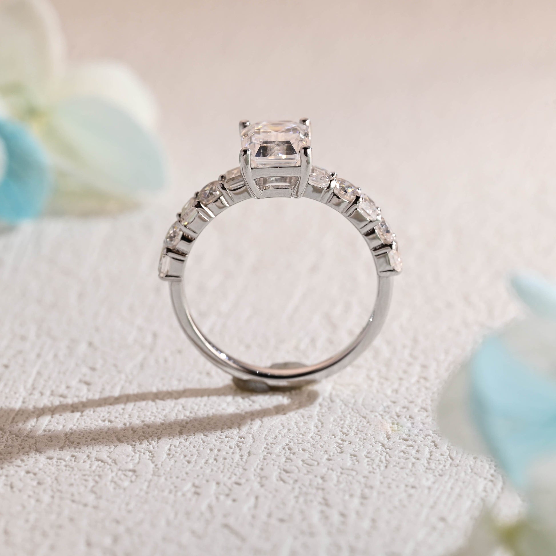 CausYou emerald cut moissanite engagement ring Solid Gold Emerald Cut Moissanite Engagement Ring, Promise Ring, Proposal Ring, Gift for Woman, Wife