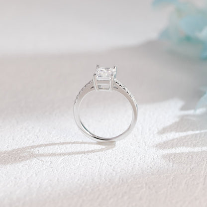 CausYou emerald cut moissanite engagement ring Solid Gold Emerald Cut Moissanite Engagement Ring, Promise Ring, Proposal Ring, Gift for Woman, Wife