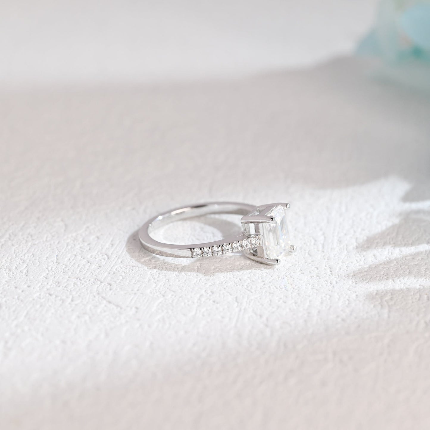 CausYou emerald cut moissanite engagement ring Solid Gold Emerald Cut Moissanite Engagement Ring, Promise Ring, Proposal Ring, Gift for Woman, Wife