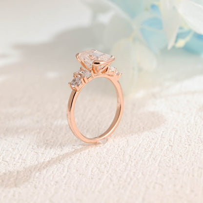 CausYou emerald cut moissanite engagement ring Solid Gold Emerald Cut Moissanite Engagement Ring, Promise Ring, Proposal Ring, Gift for Women Wife