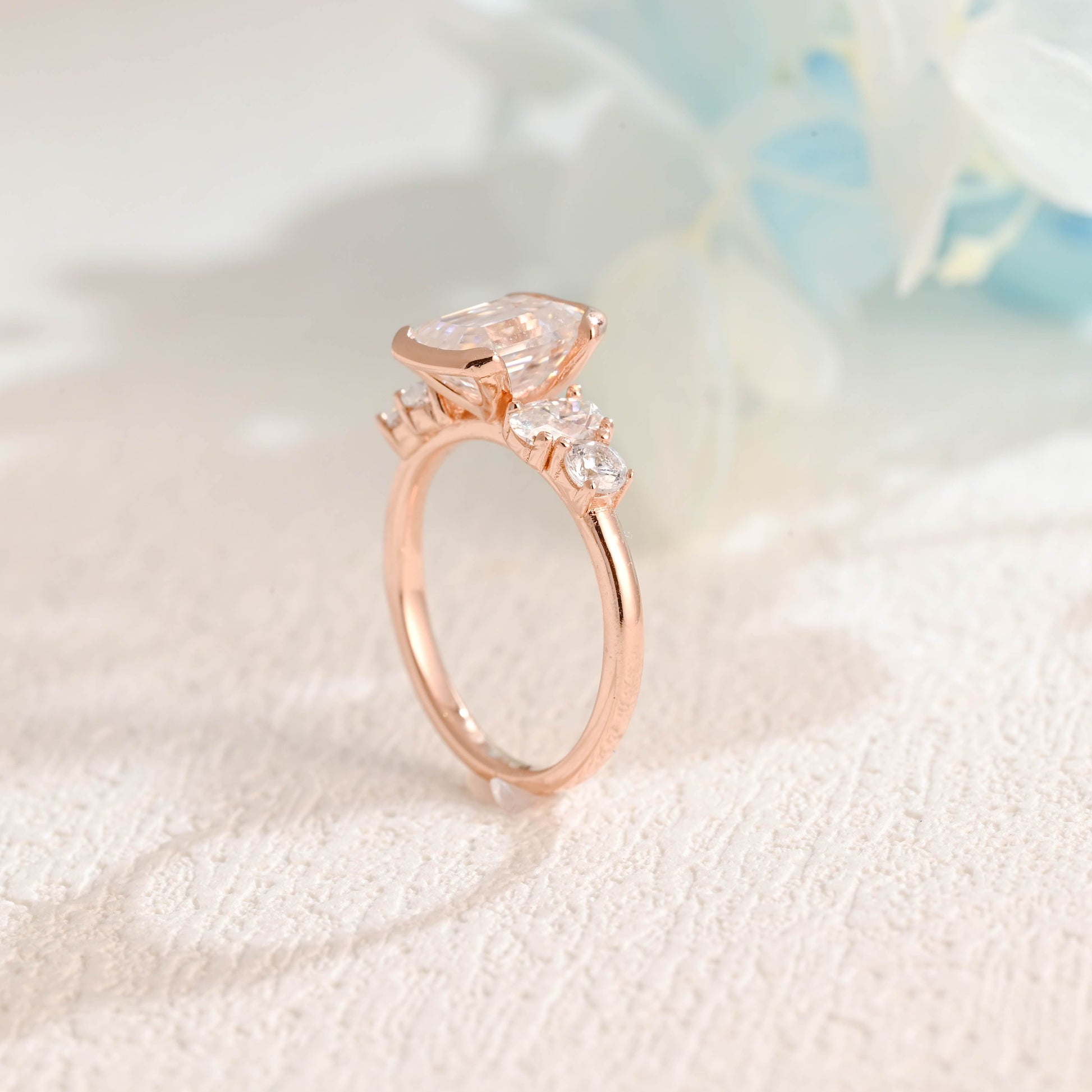 CausYou emerald cut moissanite engagement ring Solid Gold Emerald Cut Moissanite Engagement Ring, Promise Ring, Proposal Ring, Gift for Women Wife