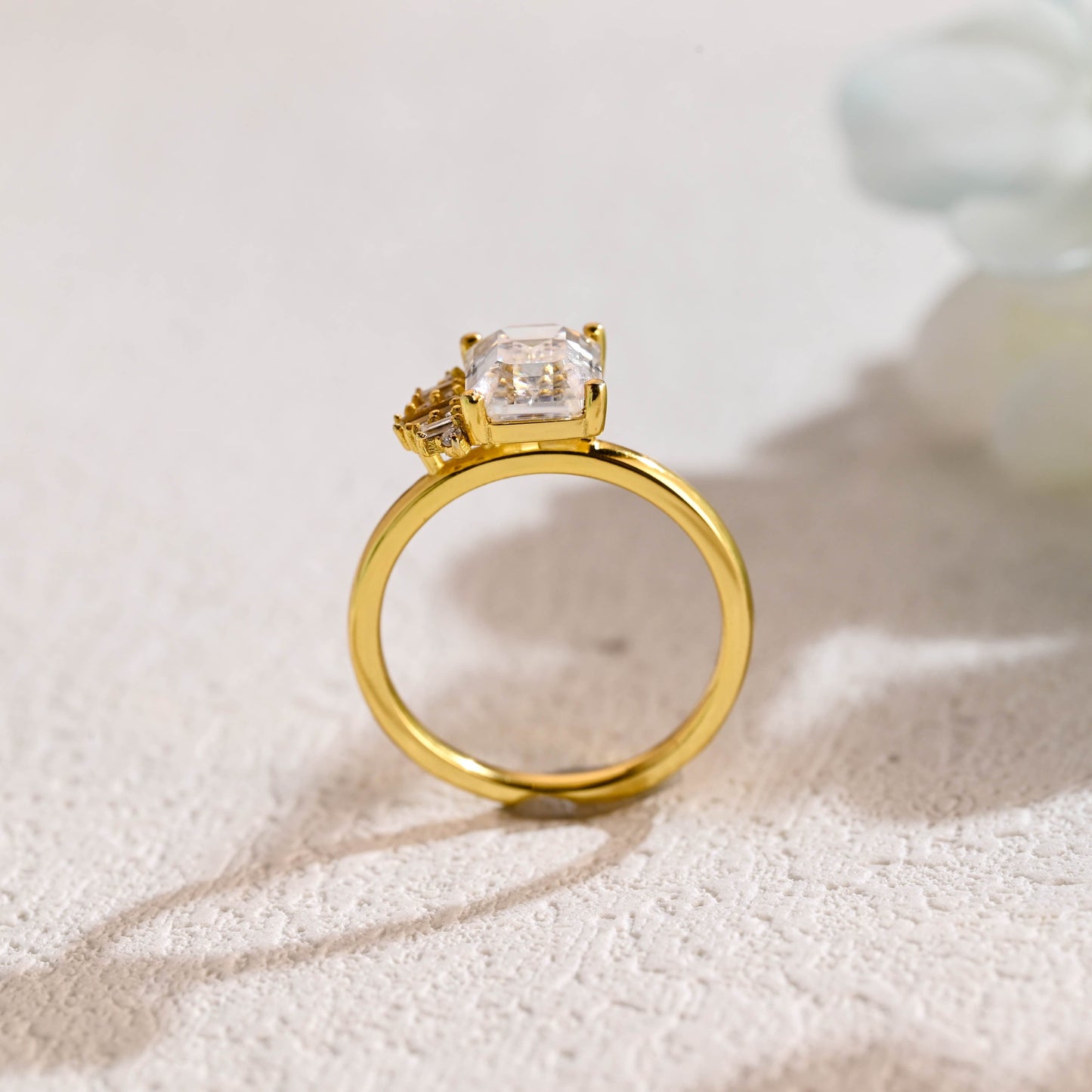 CausYou emerald cut moissanite engagement ring Solid Gold Emerald Cut Moissanite Engagement Ring, Promise Ring, Proposal Ring, Gift for Women, Wife