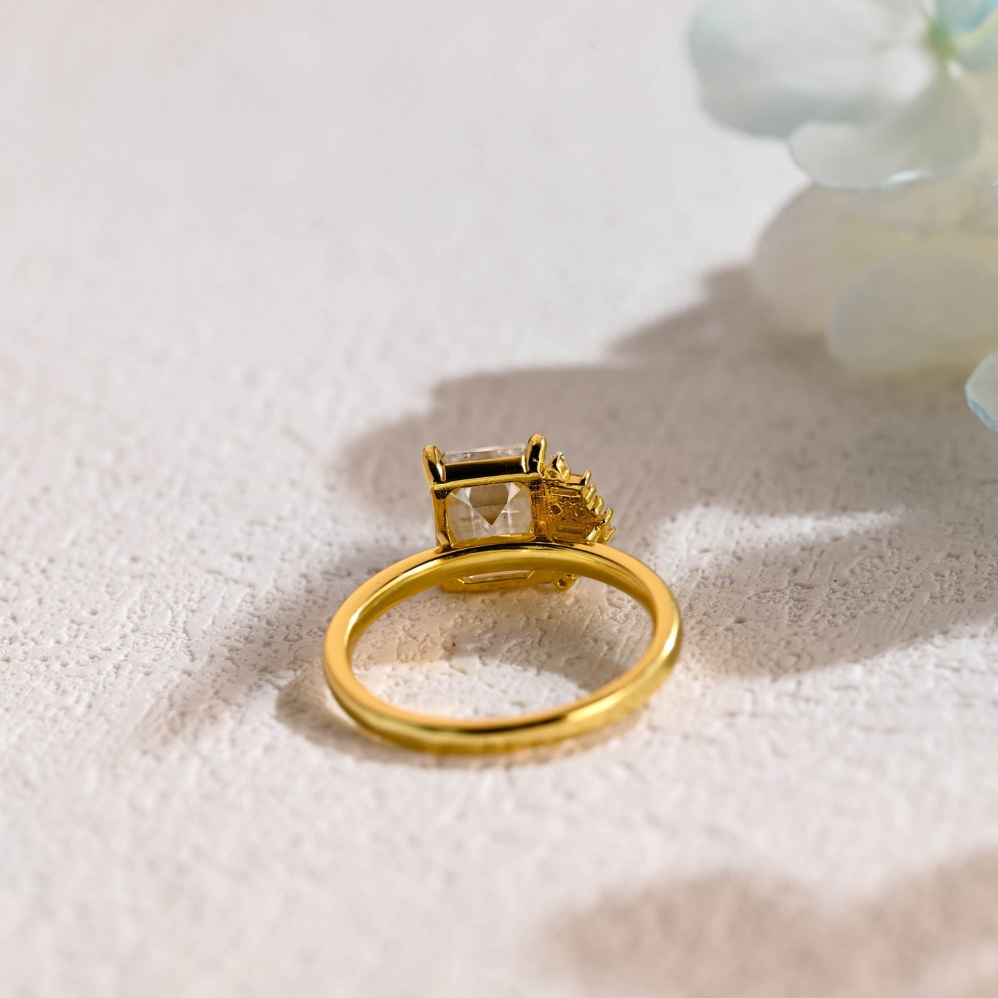 CausYou emerald cut moissanite engagement ring Solid Gold Emerald Cut Moissanite Engagement Ring, Promise Ring, Proposal Ring, Gift for Women, Wife