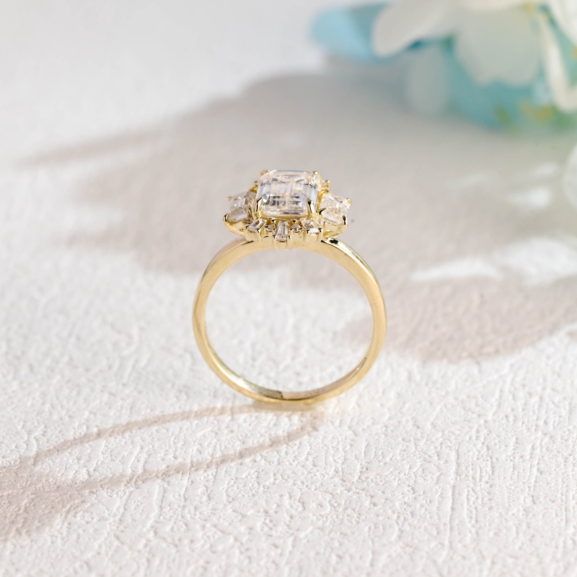 CausYou emerald cut moissanite engagement ring Solid Gold Emerald Cut Moissanite Engagement Ring, Proposal Ring, Promise Ring, Gift for Woman, Wife