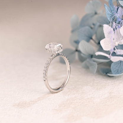 CausYou emerald cut moissanite engagement ring Solid Gold Half Eternity Emerald Cut Moissanite Engagement Ring