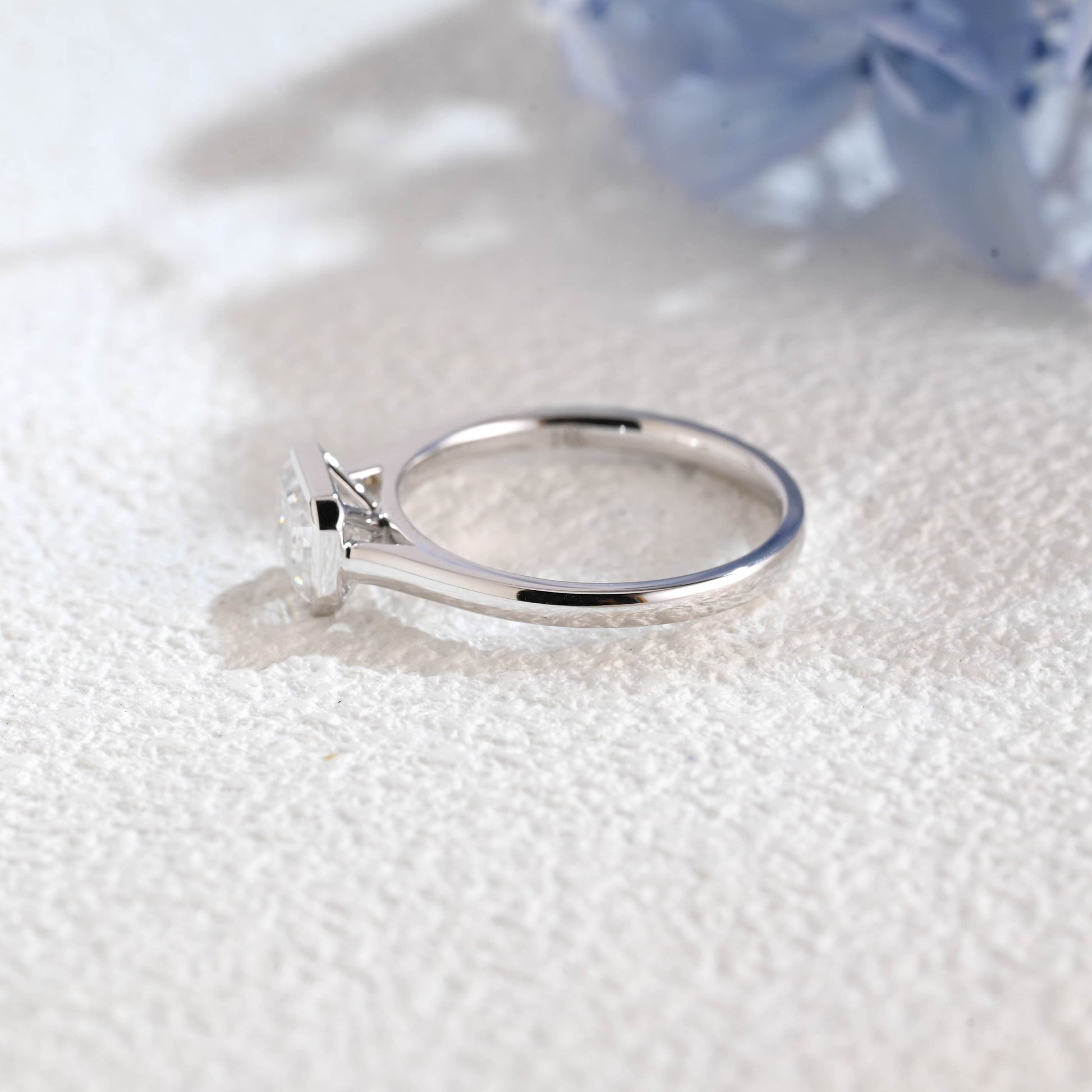 CausYou emerald cut moissanite engagement ring Solid Gold Solitaire Bezel Emerald Cut Moissanite Engagement Ring