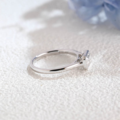 CausYou emerald cut moissanite engagement ring Solid Gold Solitaire Bezel Emerald Cut Moissanite Engagement Ring