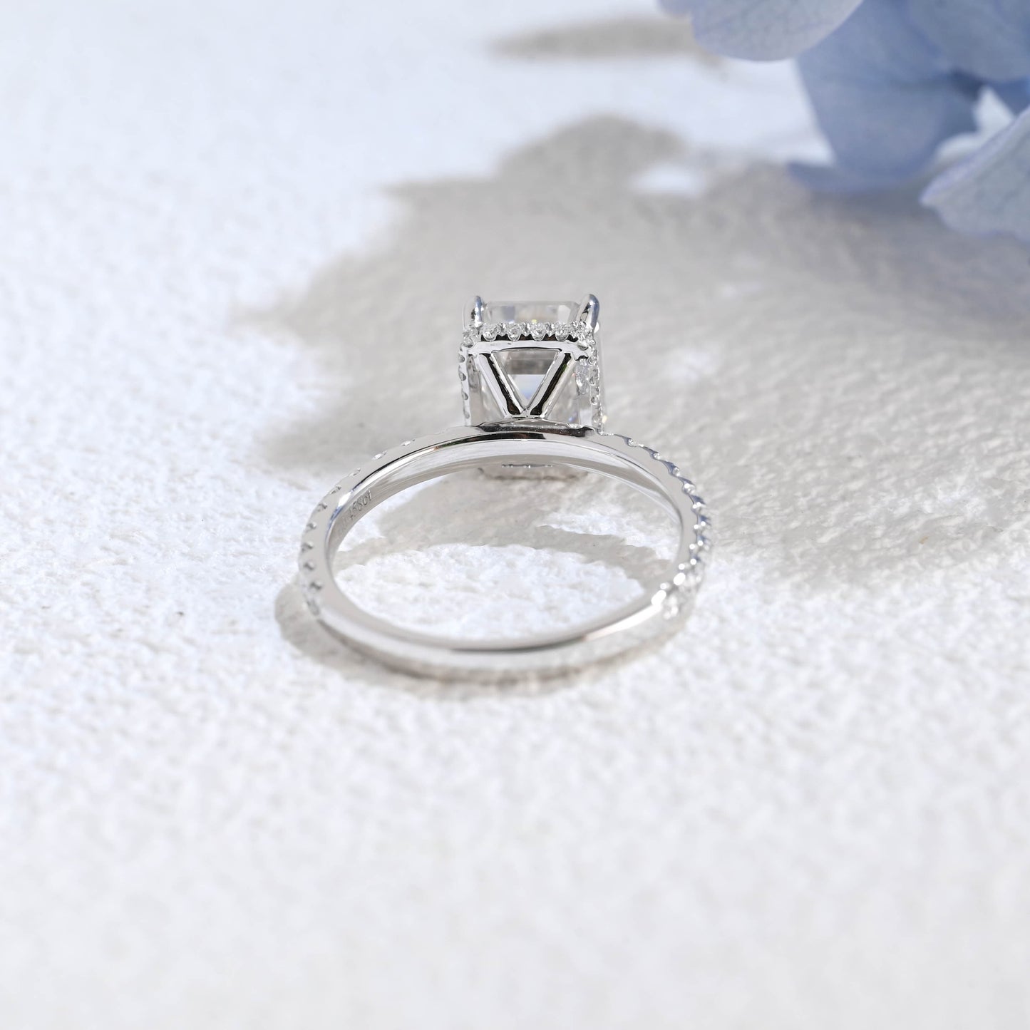 CausYou emerald cut moissanite engagement ring Solid Gold Solitaire Hidden Halo Emerald Cut Moissanite Engagement Ring