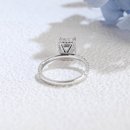 CausYou emerald cut moissanite engagement ring Solid Gold Solitaire Hidden Halo Emerald Cut Moissanite Engagement Ring