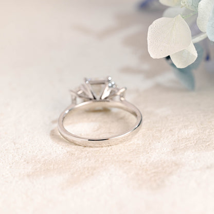 CausYou emerald cut moissanite engagement ring Solid Gold Three Stone Emerald Cut Moissanite Engagement Ring