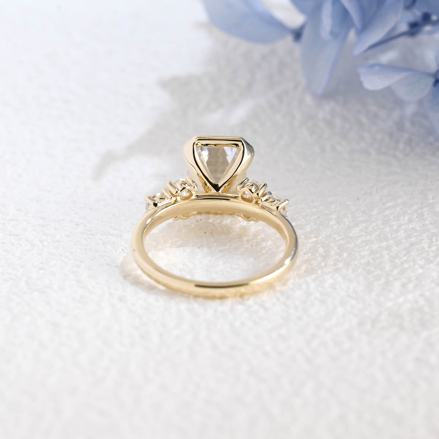 CausYou emerald cut moissanite engagement ring Solid Gold Three Stone Emerald Cut Moissanite Engagement Ring