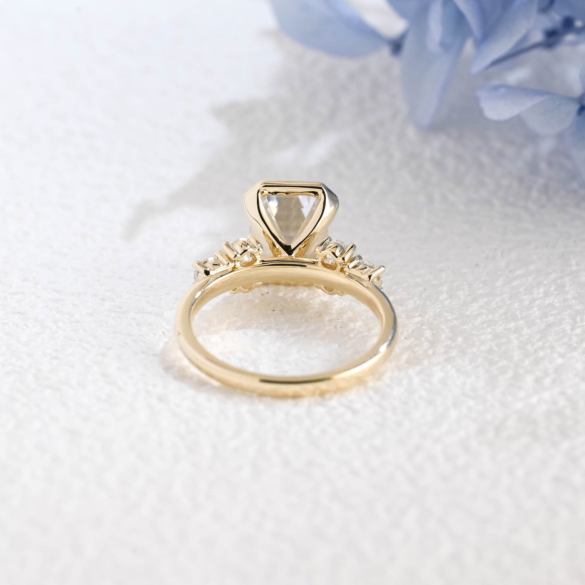 CausYou emerald cut moissanite engagement ring Solid Gold Three Stone Emerald Cut Moissanite Engagement Ring