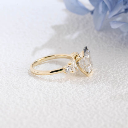 CausYou emerald cut moissanite engagement ring Solid Gold Three Stone Emerald Cut Moissanite Engagement Ring