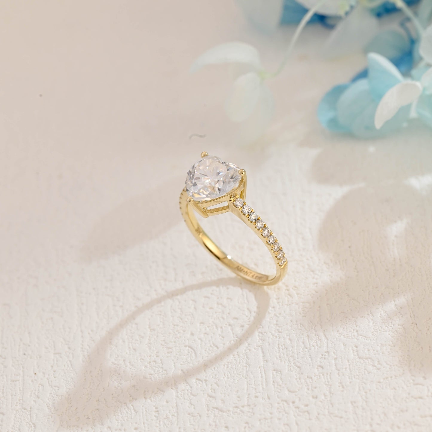 CausYou Heart cut moissanite engagement ring CausYou Solid Gold Heart Cut Moissanite Engagement Ring, Paved Promise Ring, Proposal Ring Wedding Ring for Women