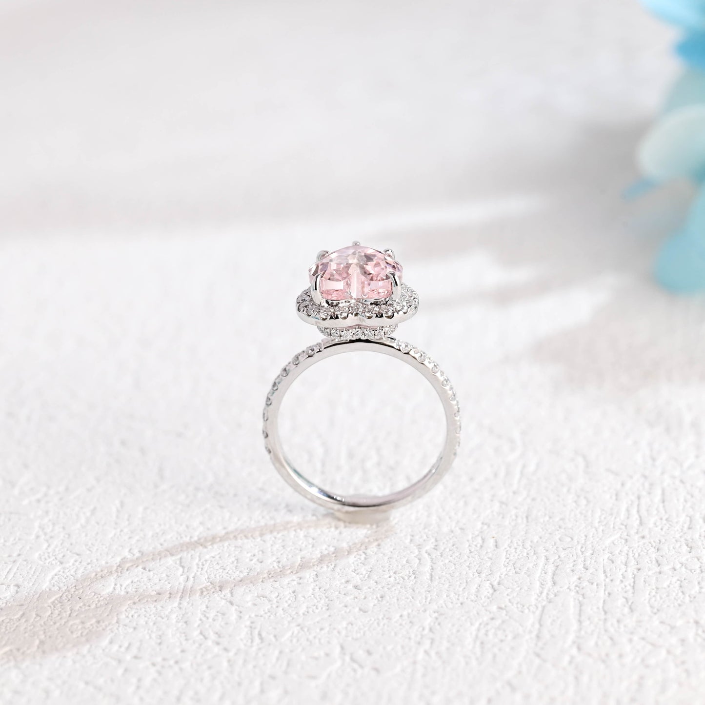 CausYou Heart cut moissanite engagement ring Solid Gold Heart Cut Light Pink Moissanite Engagement Ring, Promise Ring, Gift for Women Wife