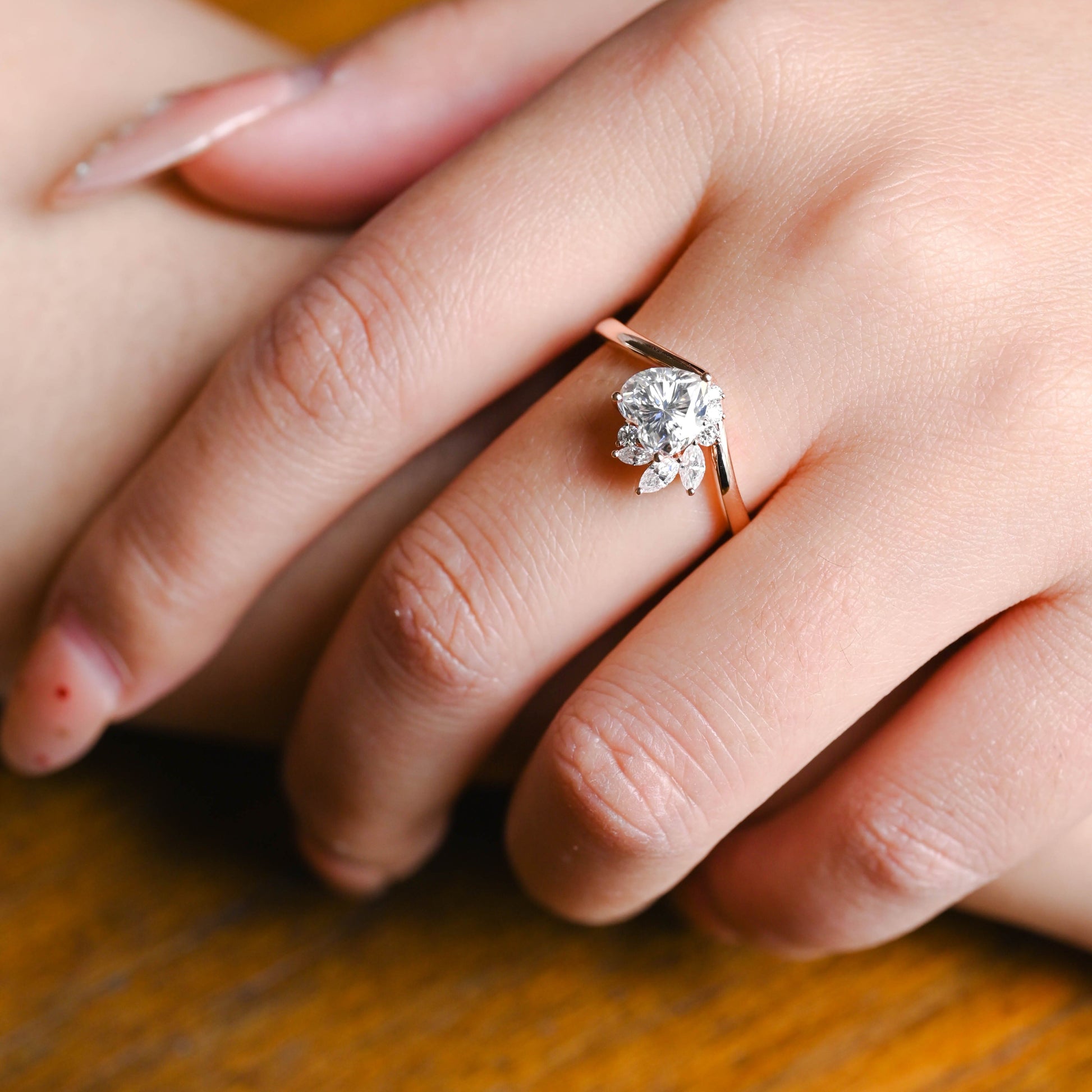 CausYou Heart cut moissanite engagement ring Solid Gold Heart Cut Moissanite Engagement Ring