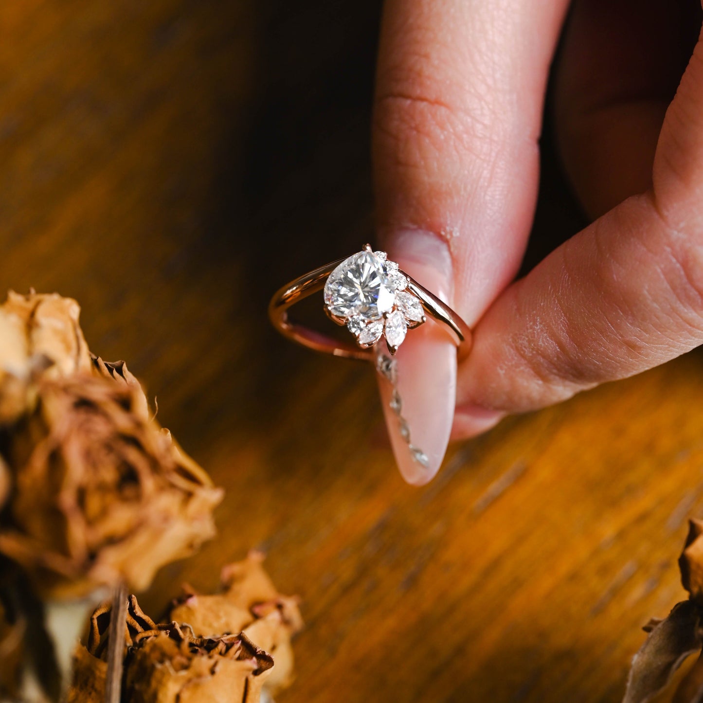 CausYou Heart cut moissanite engagement ring Solid Gold Heart Cut Moissanite Engagement Ring