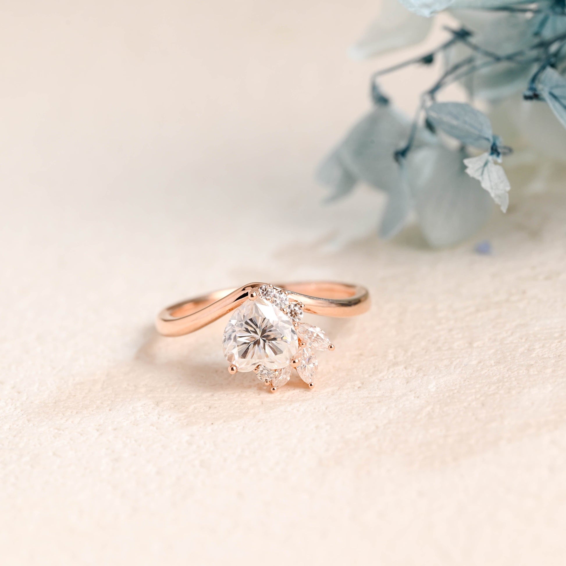 CausYou Heart cut moissanite engagement ring Solid Gold Heart Cut Moissanite Engagement Ring