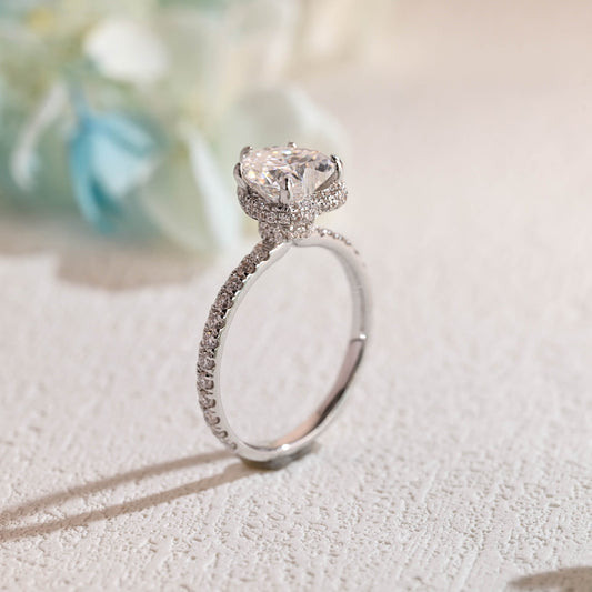 CausYou Heart cut moissanite engagement ring Solid Gold Heart Cut Moissanite Engagement Ring, Paved Promise Ring, Proposal Ring, Gift for Woman, Wife