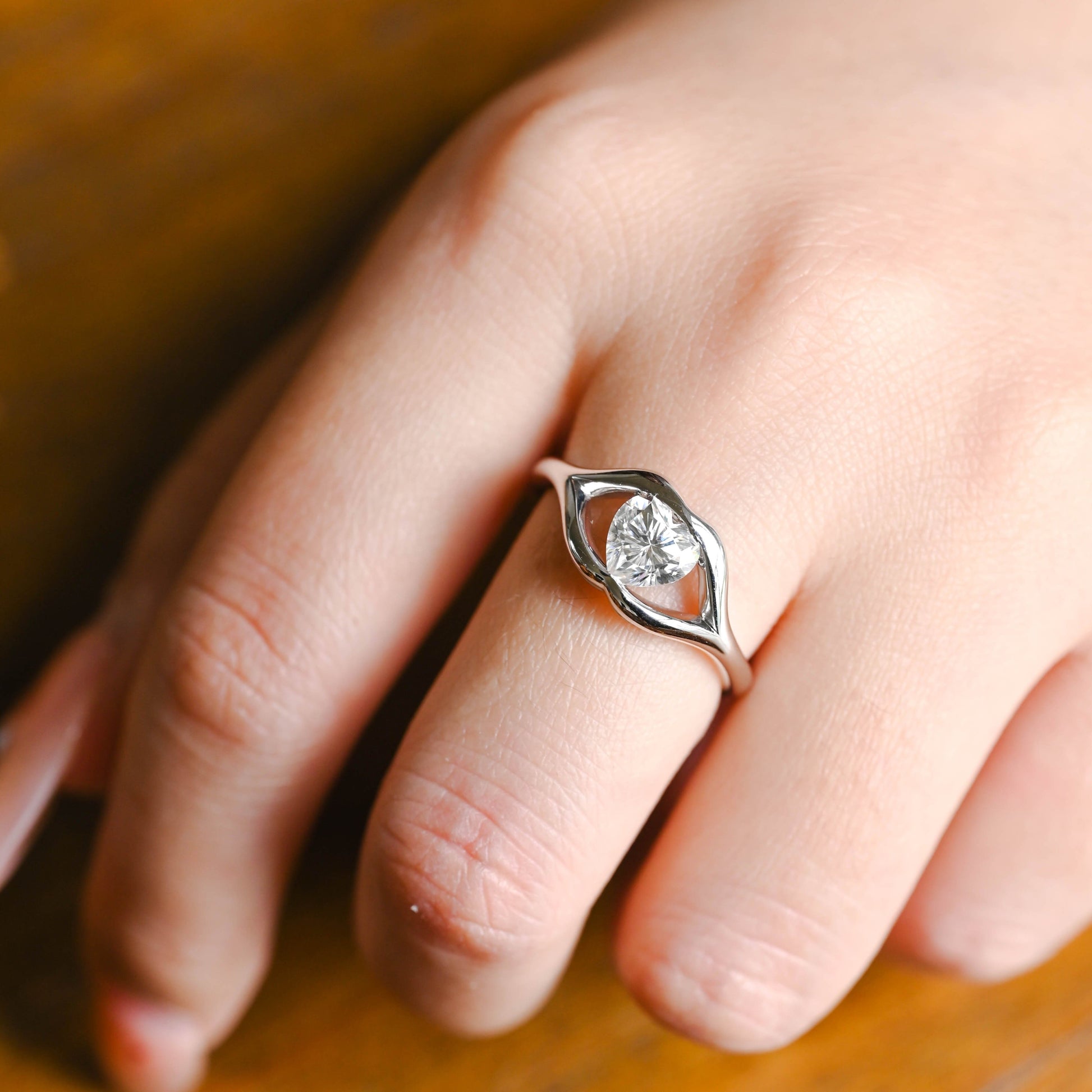 CausYou Heart cut moissanite engagement ring Solid Gold Solitaire Lips Heart Cut Moissanite Engagement Ring