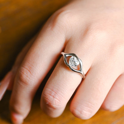 CausYou Heart cut moissanite engagement ring Solid Gold Solitaire Lips Heart Cut Moissanite Engagement Ring