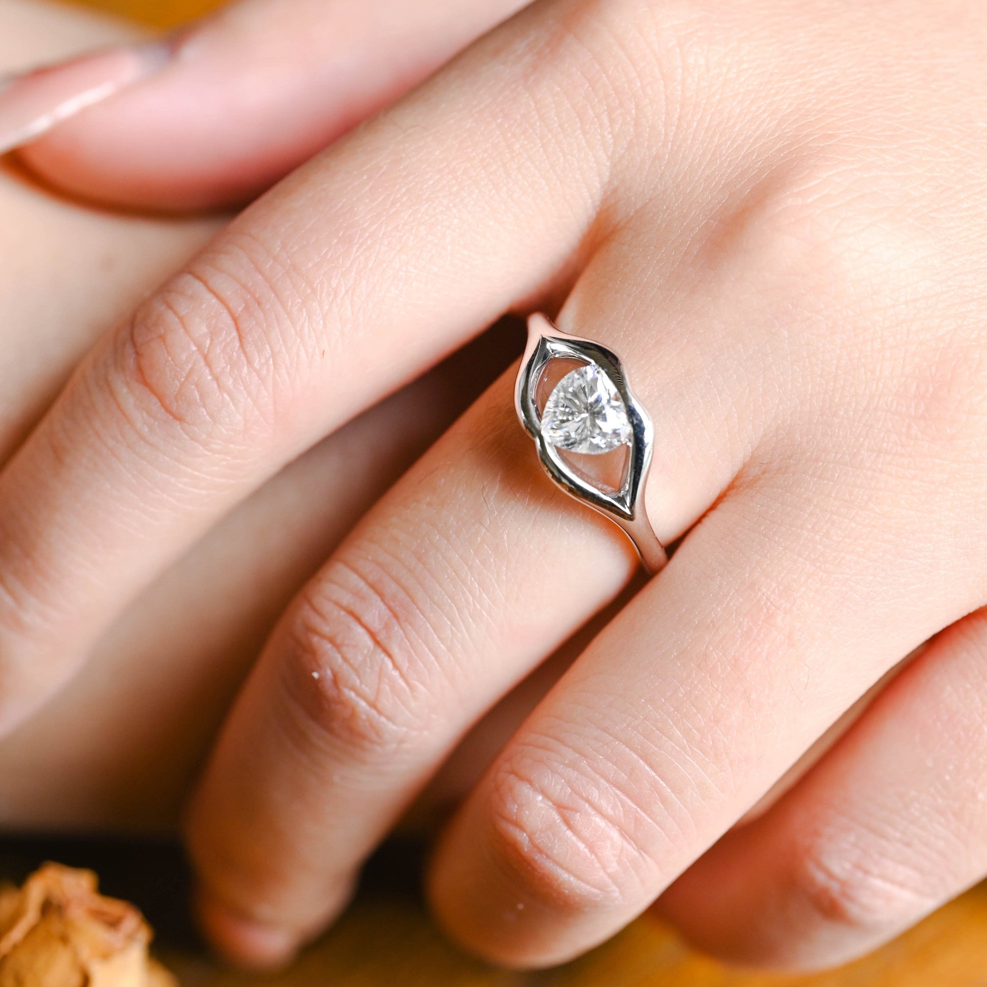 CausYou Heart cut moissanite engagement ring Solid Gold Solitaire Lips Heart Cut Moissanite Engagement Ring
