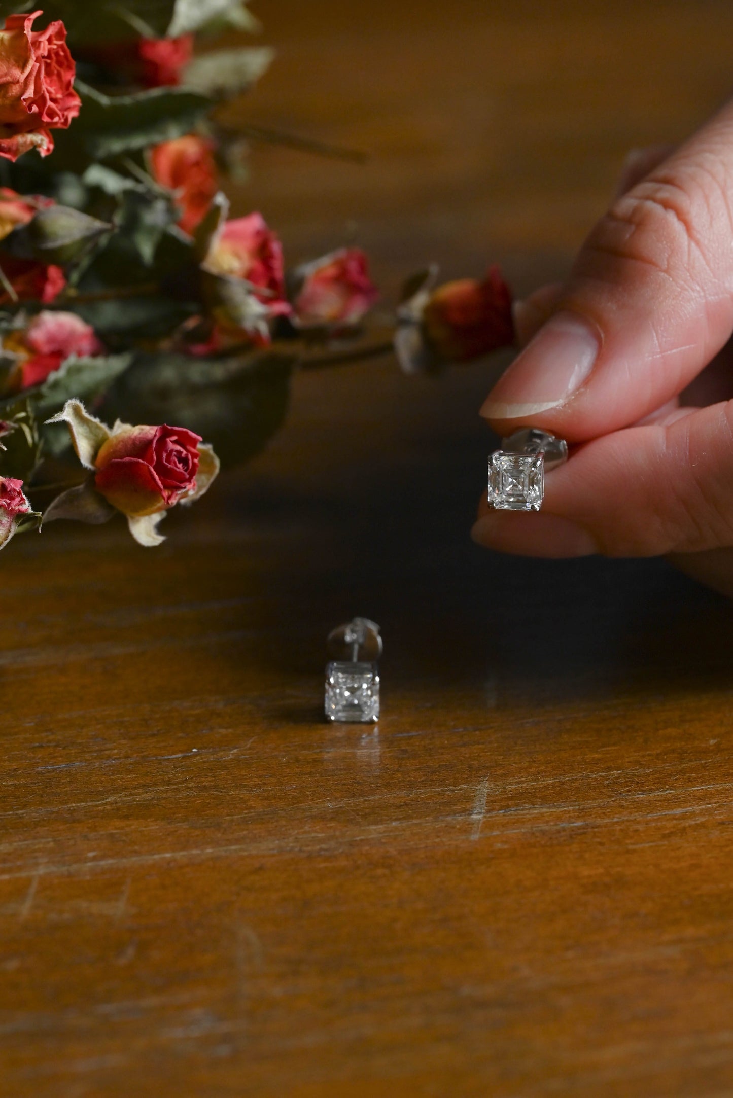 CausYou lab diamond earrings Solid Gold Asscher Cut Lab Diamond Earrings | E VS1 IGI Certified