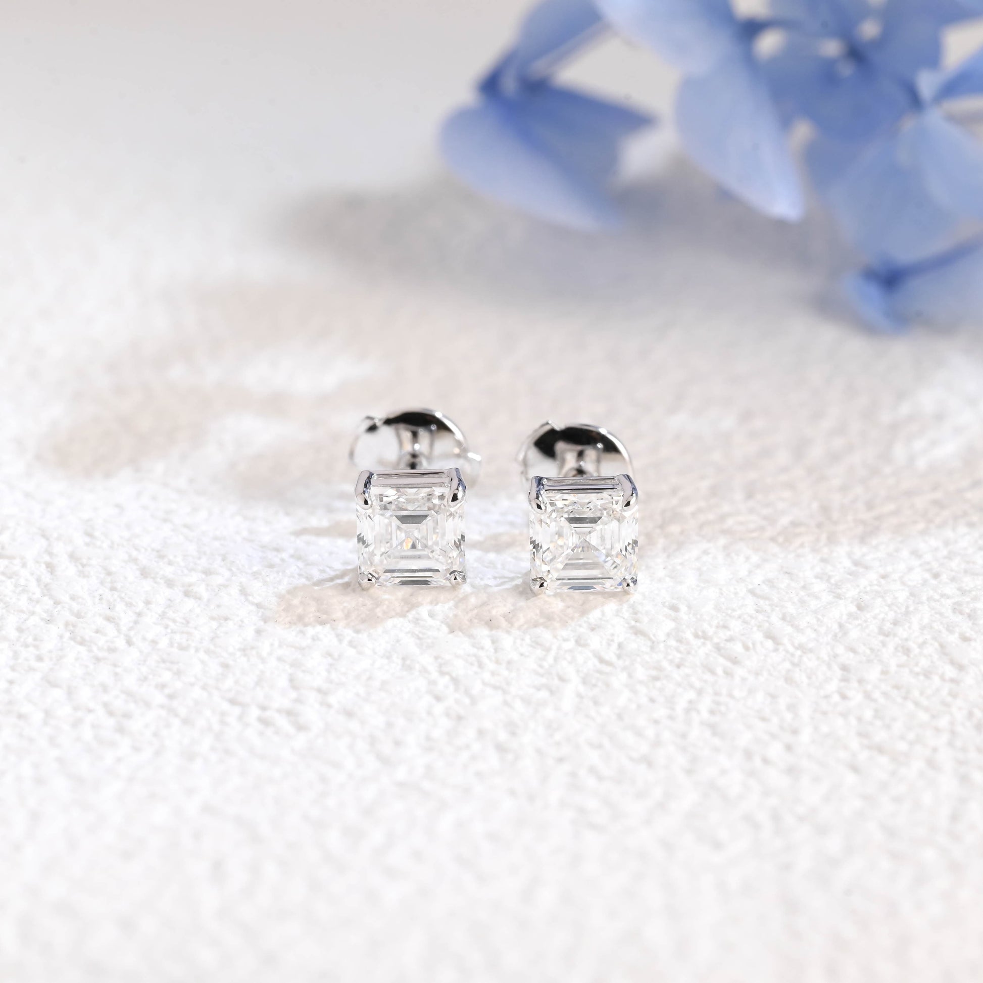 CausYou lab diamond earrings Solid Gold Asscher Cut Lab Diamond Earrings | E VS1 IGI Certified