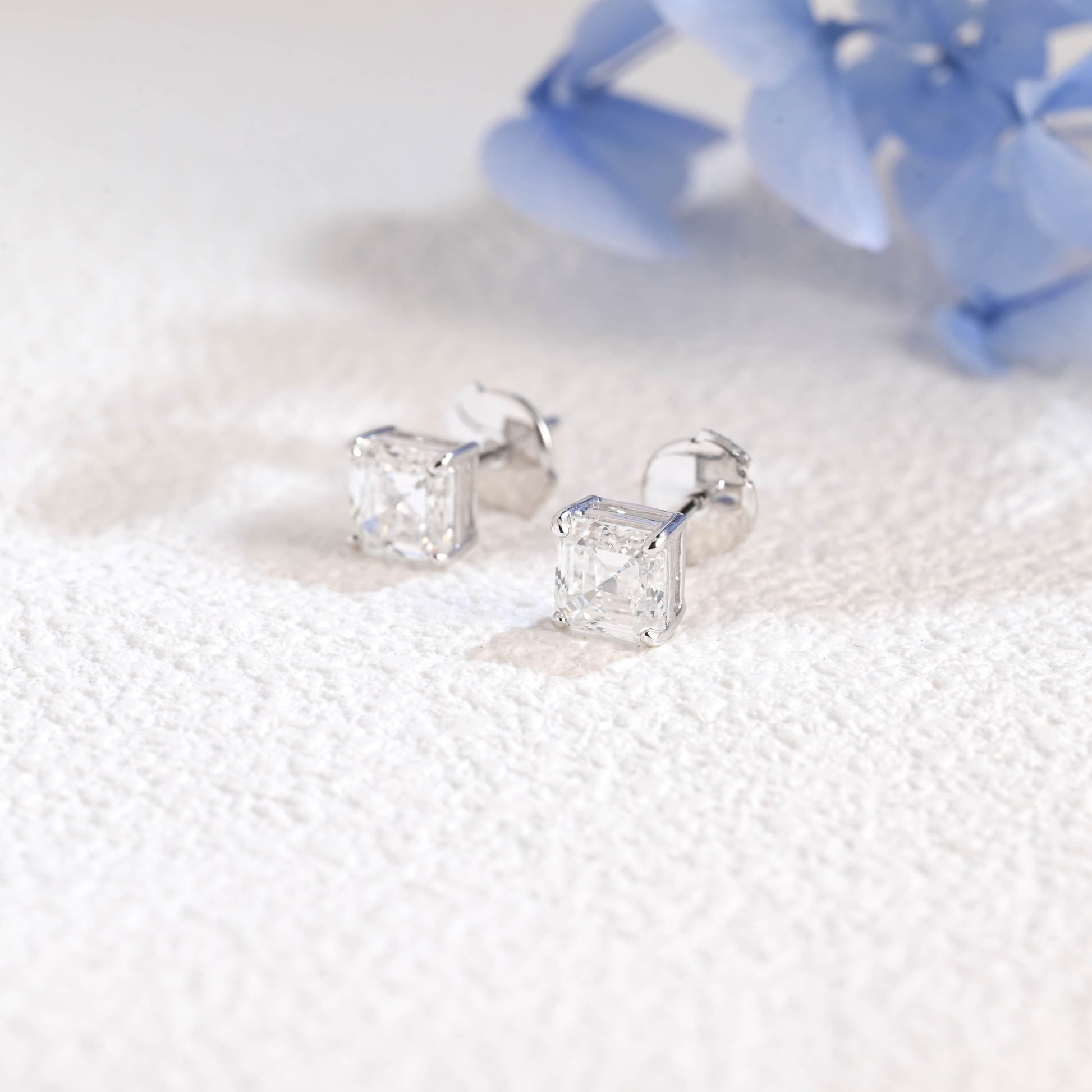 CausYou lab diamond earrings Solid Gold Asscher Cut Lab Diamond Earrings | E VS1 IGI Certified
