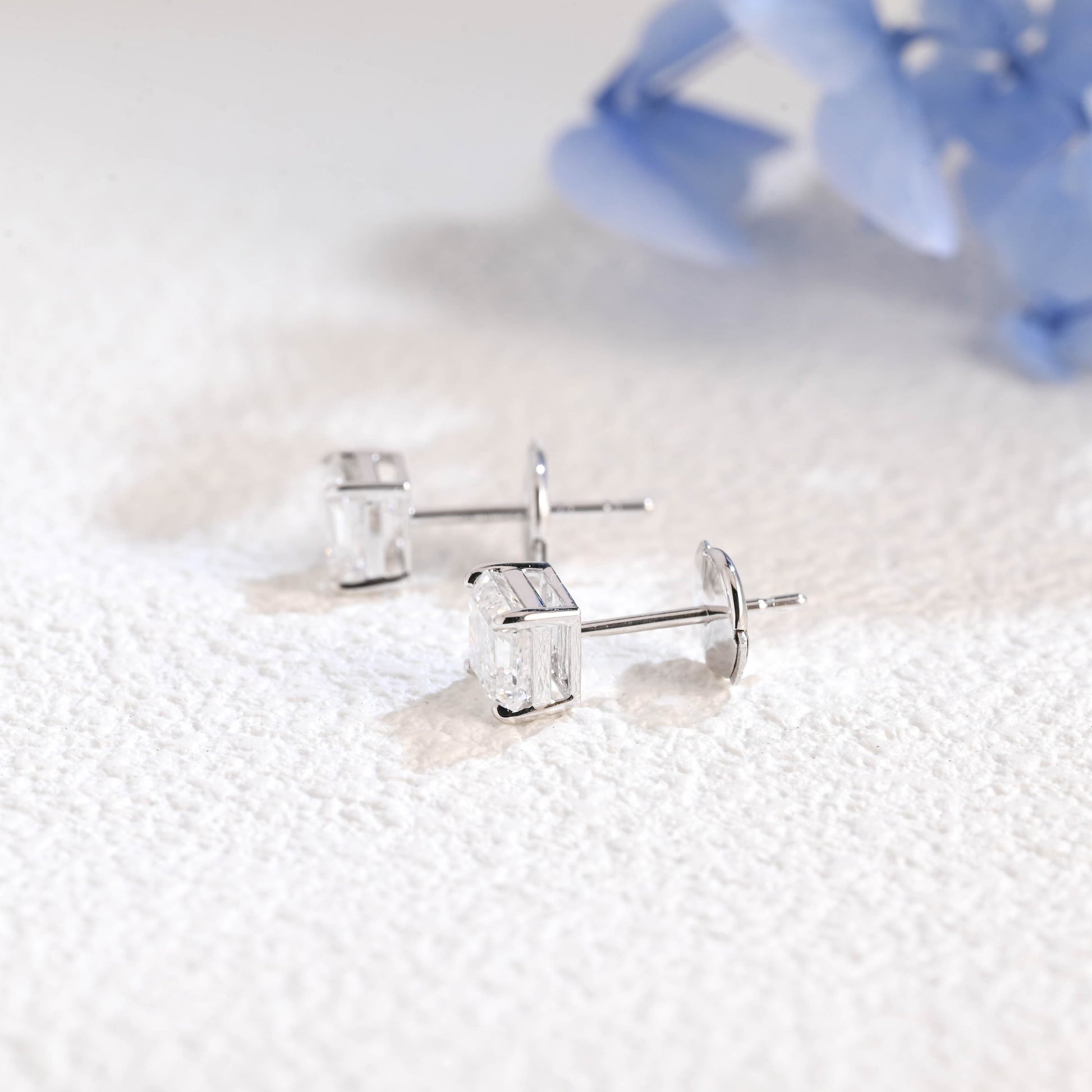 CausYou lab diamond earrings Solid Gold Asscher Cut Lab Diamond Earrings | E VS1 IGI Certified