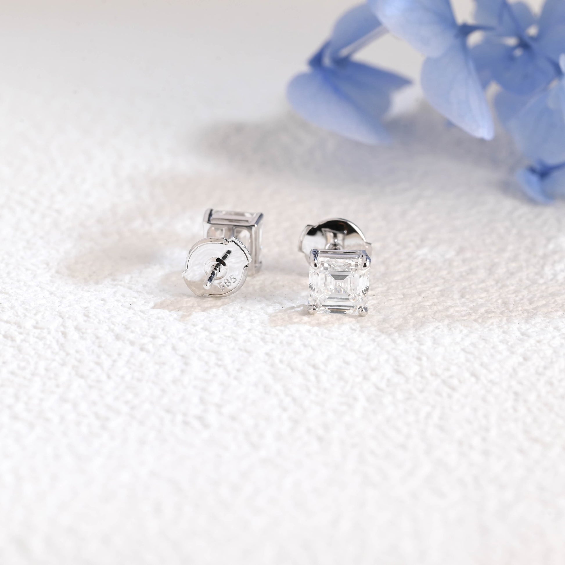 CausYou lab diamond earrings Solid Gold Asscher Cut Lab Diamond Earrings | E VS1 IGI Certified