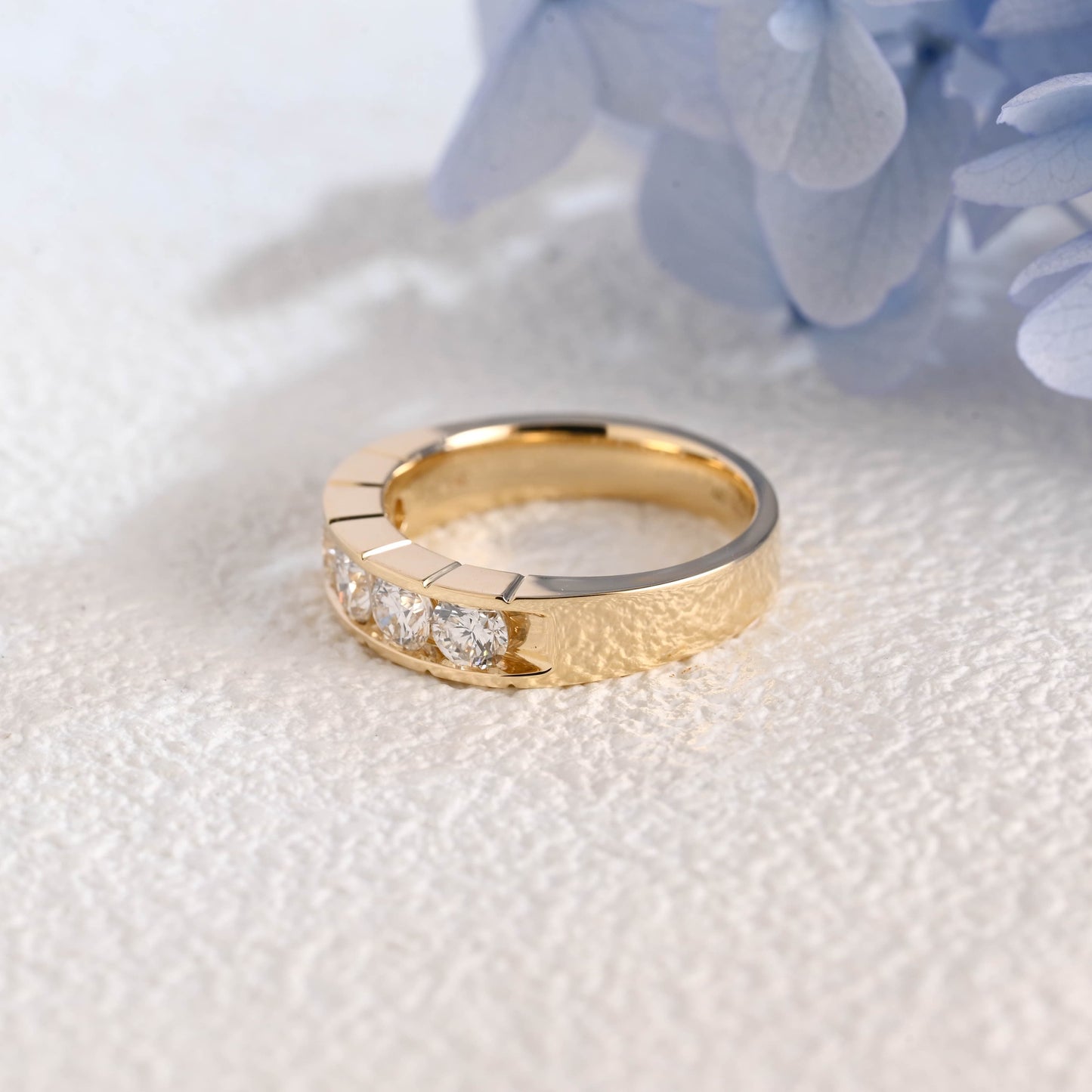 CausYou lab diamond men's wedding ring Solid Gold 3.8mm Lab Diamond Wedding Band for Man