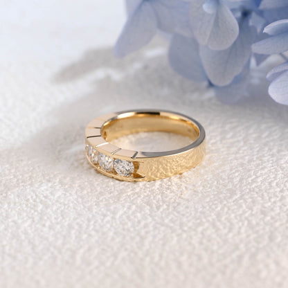 CausYou lab diamond men's wedding ring Solid Gold 3.8mm Lab Diamond Wedding Band for Man