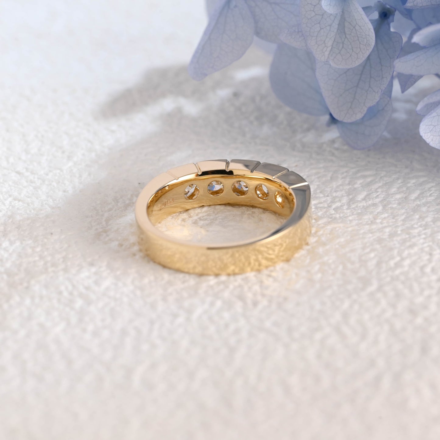 CausYou lab diamond men's wedding ring Solid Gold 3.8mm Lab Diamond Wedding Band for Man