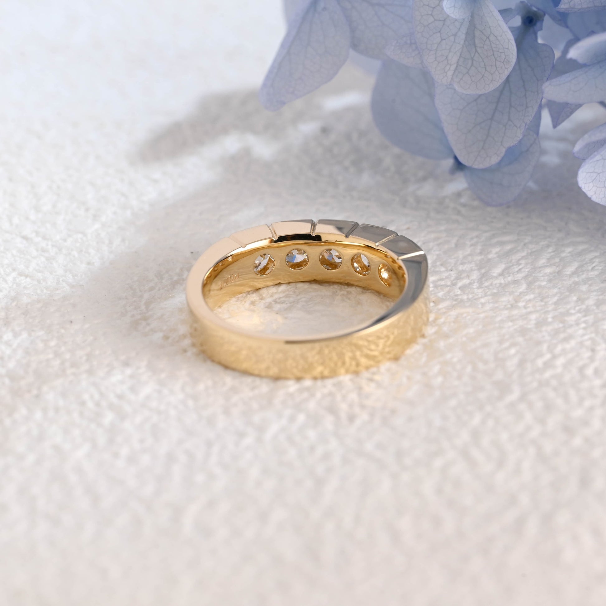 CausYou lab diamond men's wedding ring Solid Gold 3.8mm Lab Diamond Wedding Band for Man