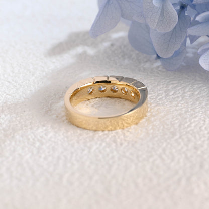 CausYou lab diamond men's wedding ring Solid Gold 3.8mm Lab Diamond Wedding Band for Man
