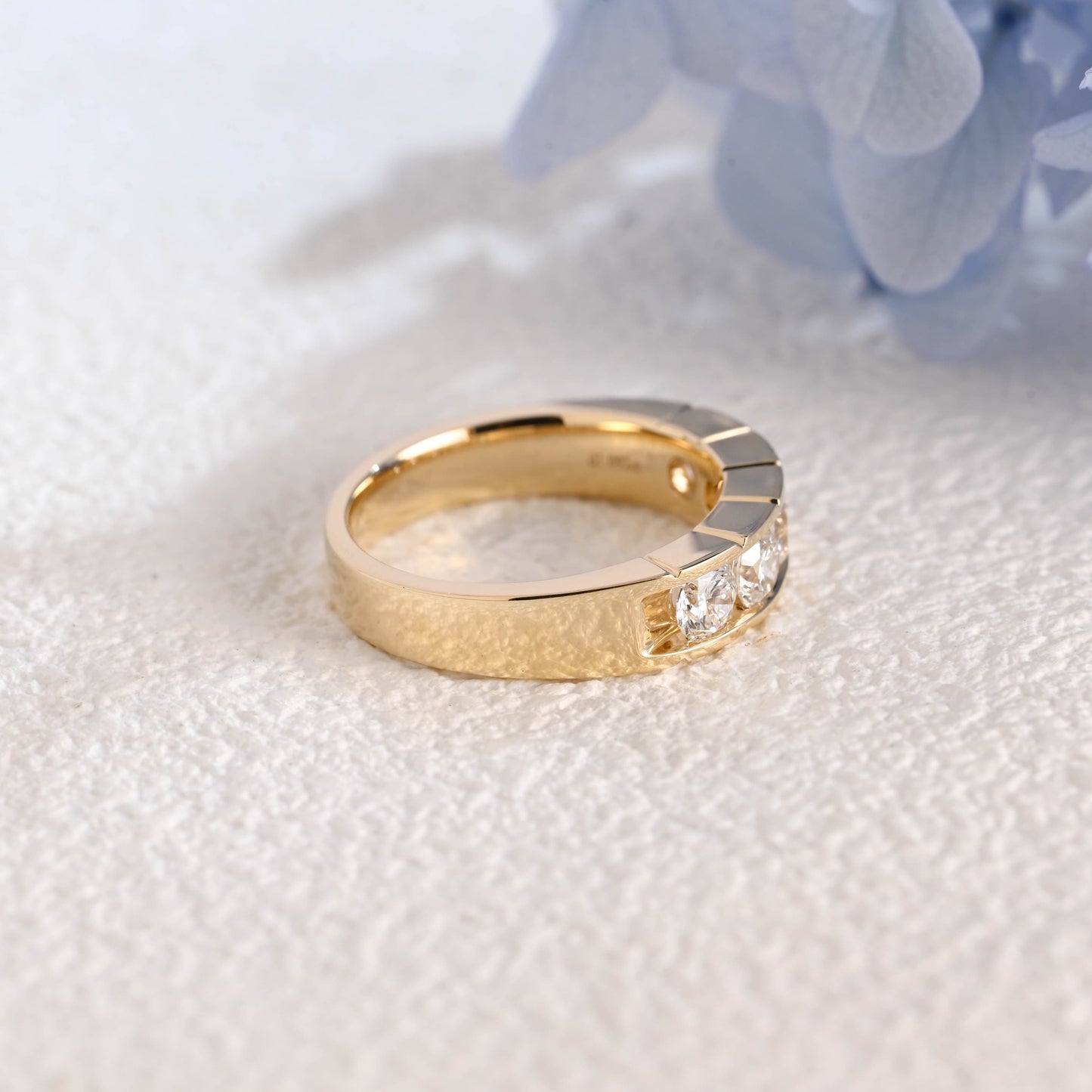CausYou lab diamond men's wedding ring Solid Gold 3.8mm Lab Diamond Wedding Band for Man