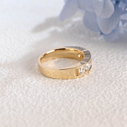 CausYou lab diamond men's wedding ring Solid Gold 3.8mm Lab Diamond Wedding Band for Man