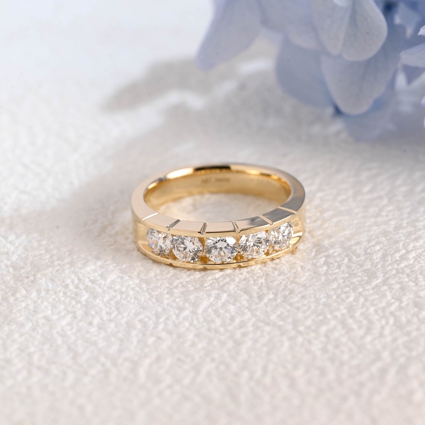 CausYou lab diamond men's wedding ring Solid Gold 3.8mm Lab Diamond Wedding Band for Man
