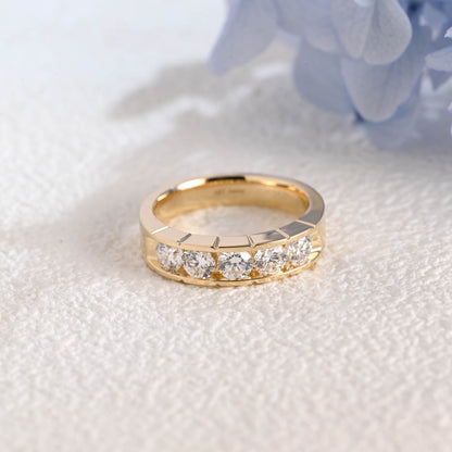 CausYou lab diamond men's wedding ring Solid Gold 3.8mm Lab Diamond Wedding Band for Man