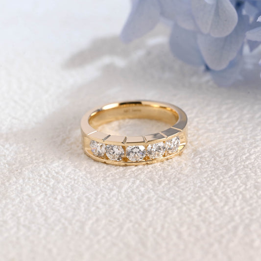 CausYou lab diamond men's wedding ring Solid Gold 3.8mm Lab Diamond Wedding Band for Man