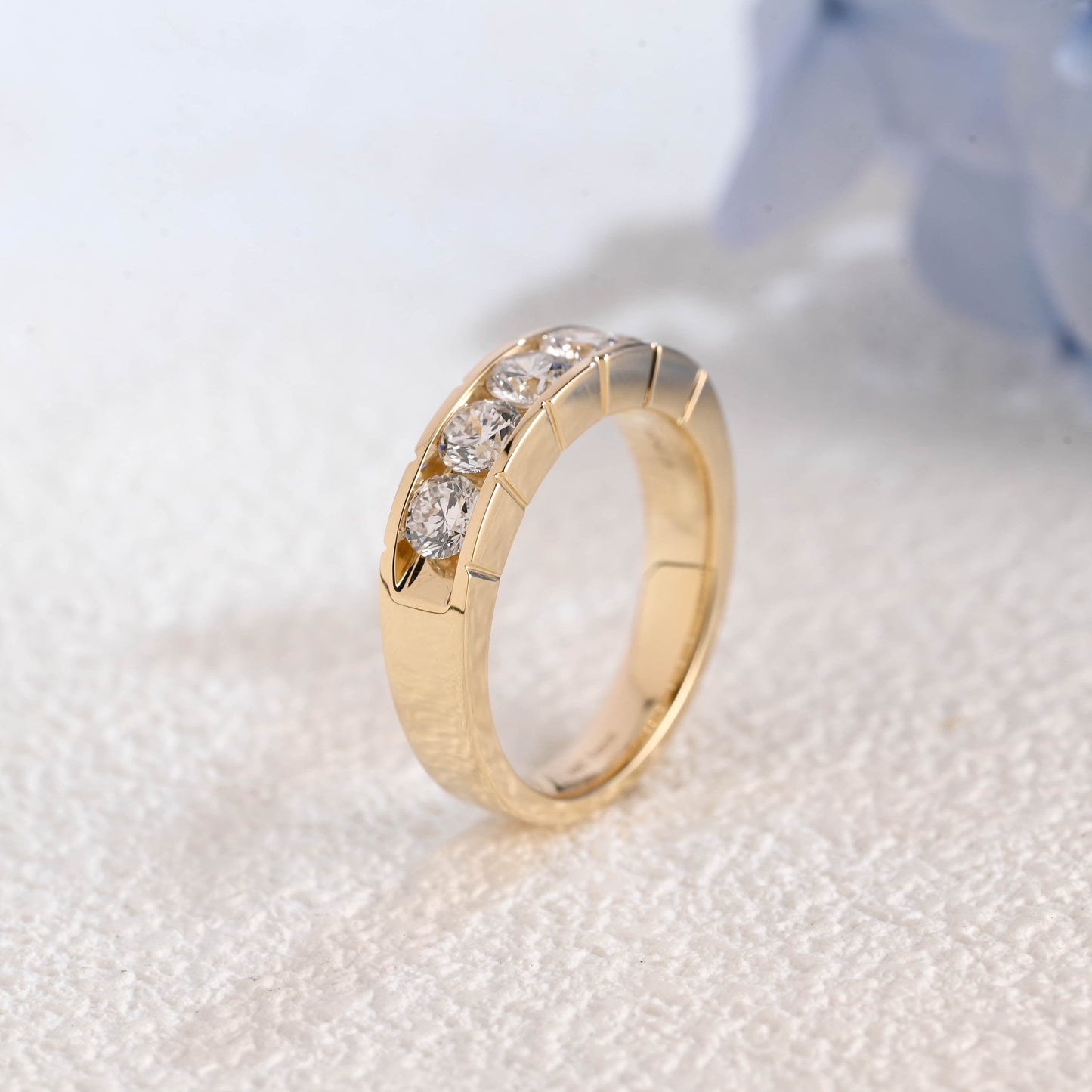 CausYou lab diamond men's wedding ring Solid Gold 3.8mm Lab Diamond Wedding Band for Man