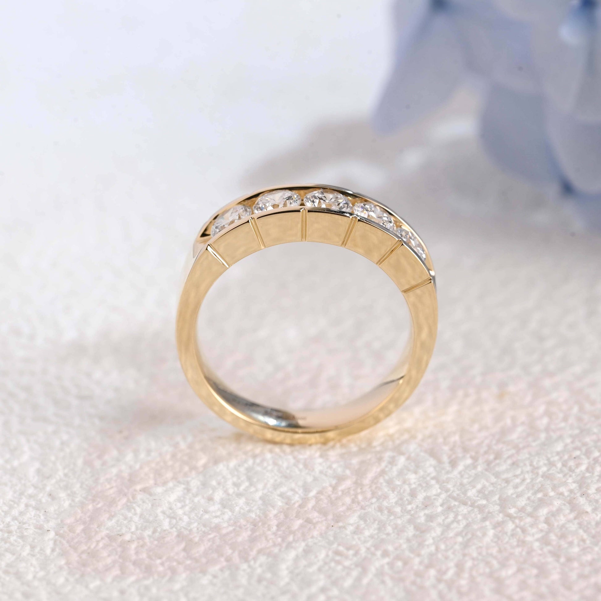 CausYou lab diamond men's wedding ring Solid Gold 3.8mm Lab Diamond Wedding Band for Man