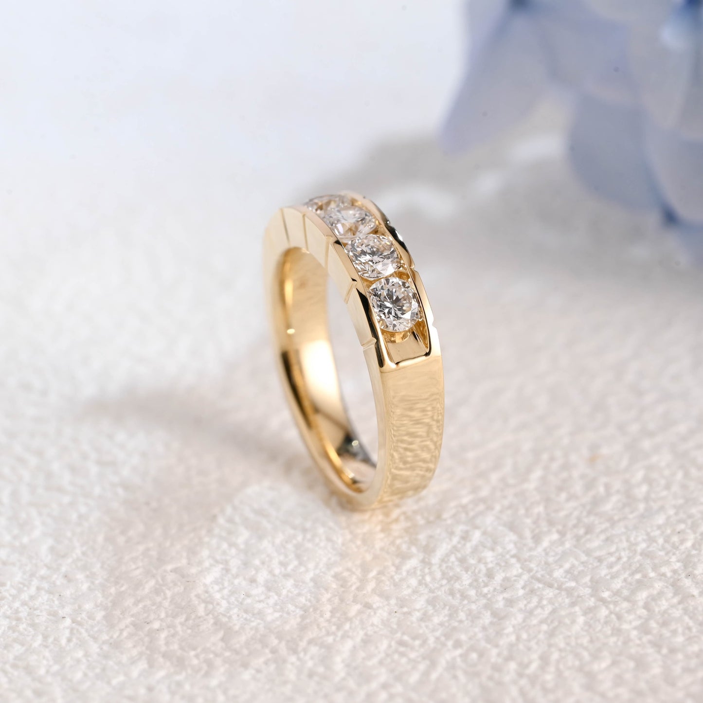 CausYou lab diamond men's wedding ring Solid Gold 3.8mm Lab Diamond Wedding Band for Man
