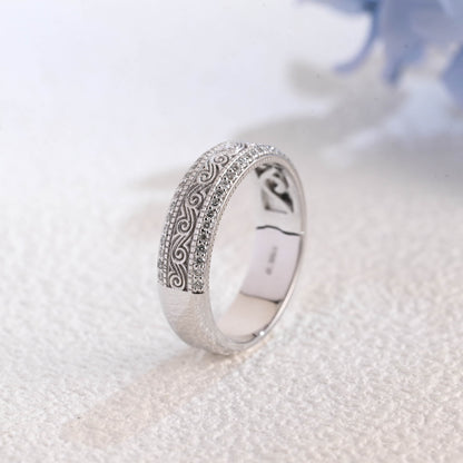 CausYou lab diamond men's wedding ring Solid Gold 6mm Vintage Milgrain Engraved Lab Diamond Wedding Band for Man