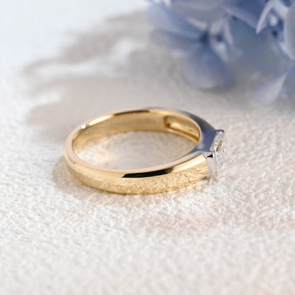 CausYou lab diamond men's wedding ring Solid Gold Two Tone East-West Lab Diamond Wedding Band for Man