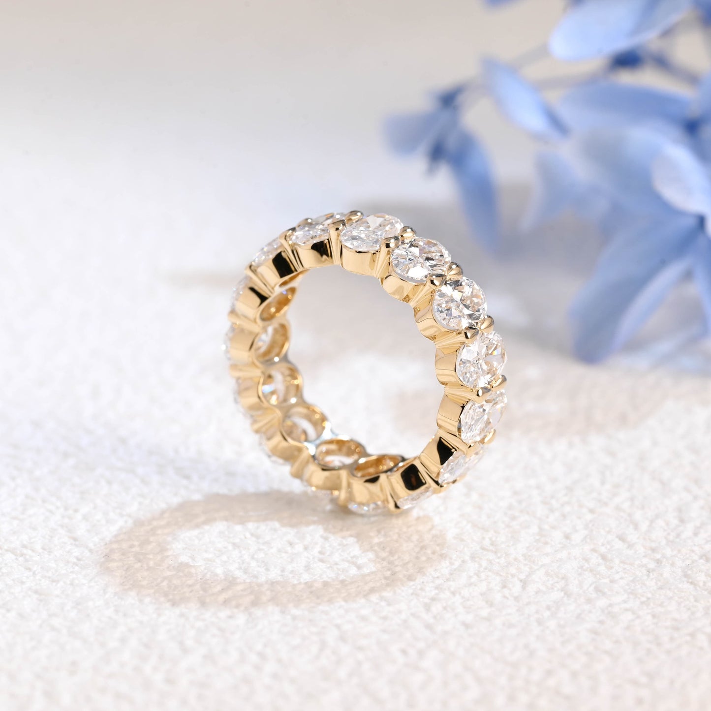 CausYou lab diamond wedding ring Solid Gold 4*6mm Oval Lab Diamond Wedding Band for Woman