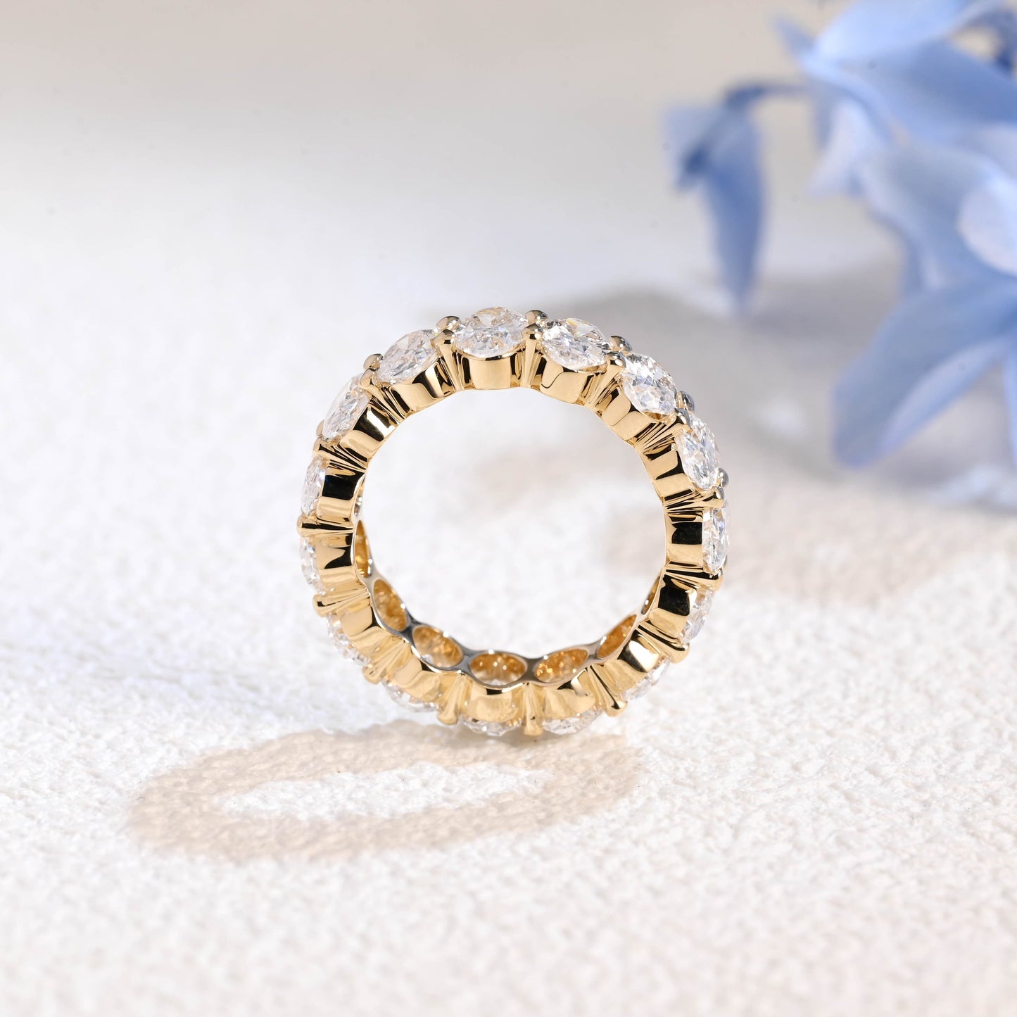 CausYou lab diamond wedding ring Solid Gold 4*6mm Oval Lab Diamond Wedding Band for Woman