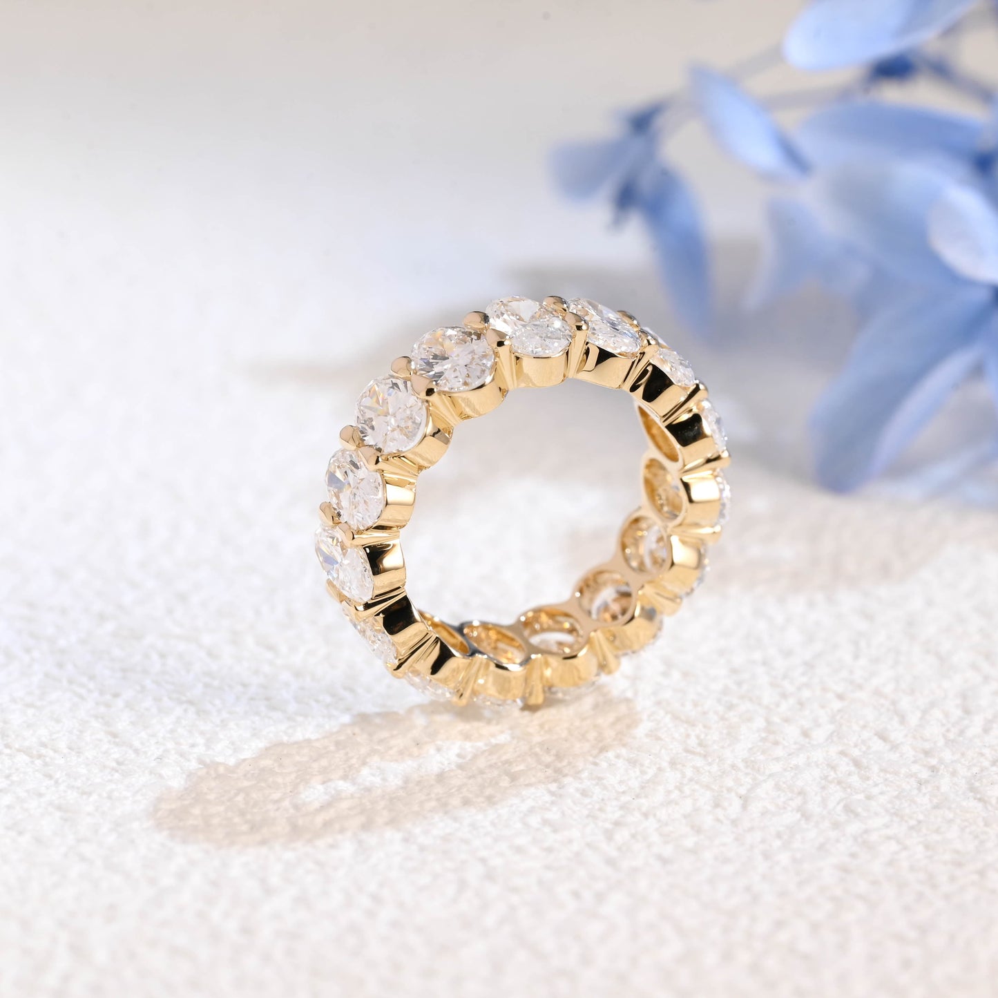 CausYou lab diamond wedding ring Solid Gold 4*6mm Oval Lab Diamond Wedding Band for Woman